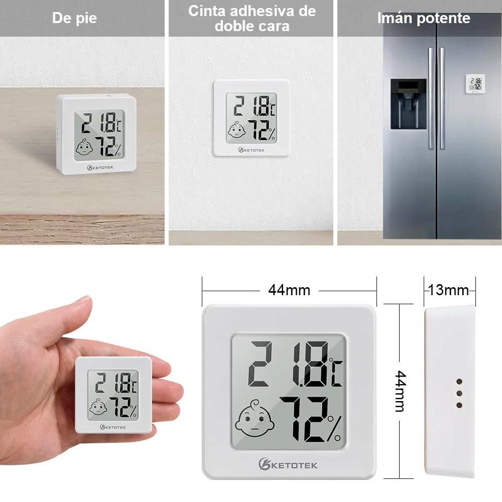 KETOTEK 5 Piezas Mini Higrometro Termometro Digital Casa Termómetro Interior del Higrómetro Medidor de Temperatura y Humedad Ambiental para Hogar Oficina Dormitorio
