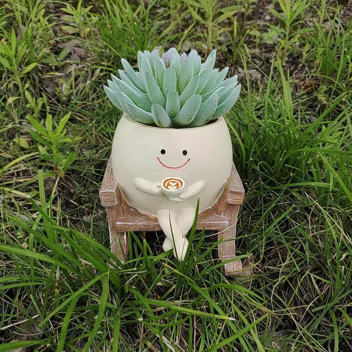 Macetas de Cara Sonriente Macetero Caras Sonrientes con Agujeros de Drenaje Maceta Portátil para Suculentas para Hogar Jardín Terraza (03)