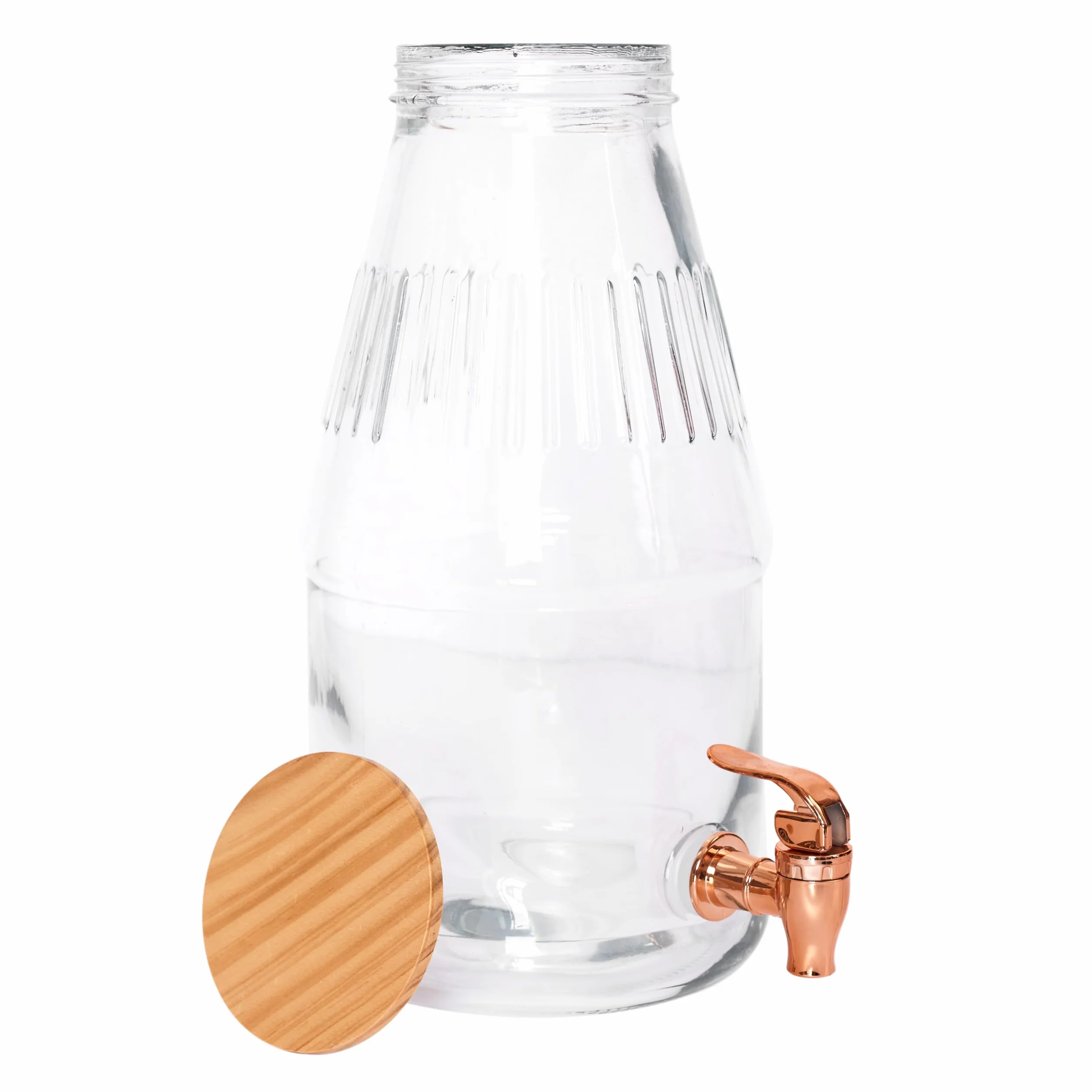 COOK CONCEPT - KA5906 Fuente de Bebida de Vidrio con Grifo de Servicio - Diseñada para Bebidas Refrescantes - Capacidad 3.8L - Amplia Apertura - Tapa de Madera