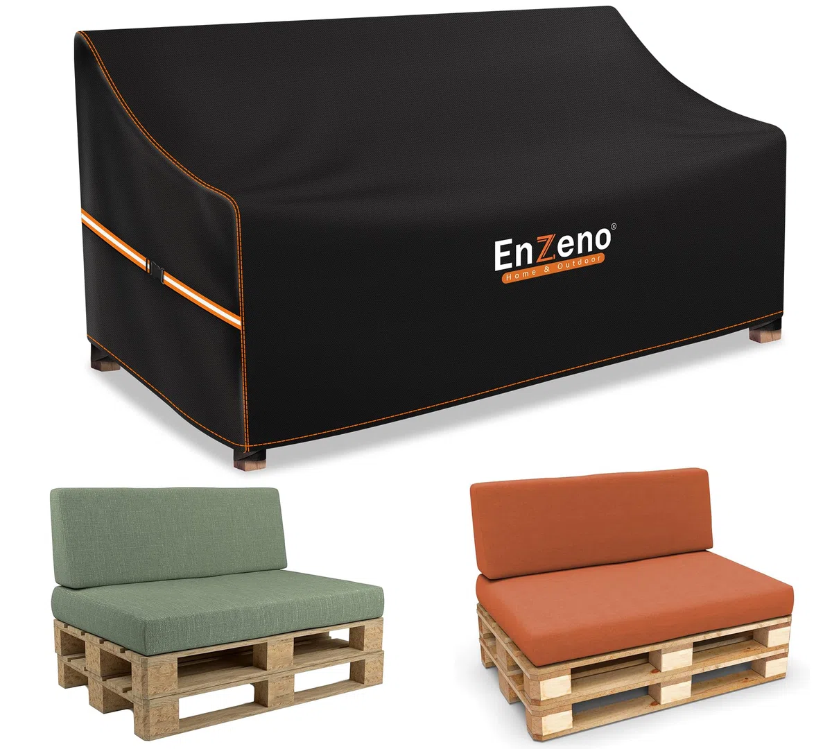 Enzeno Funda para Banco de palés, 160 x 85 x 71/61 cm, para sofá de 3 plazas, Funda Protectora de ratán, Funda para Muebles de jardín, Cubierta Impermeable de Tejido Oxford 420D