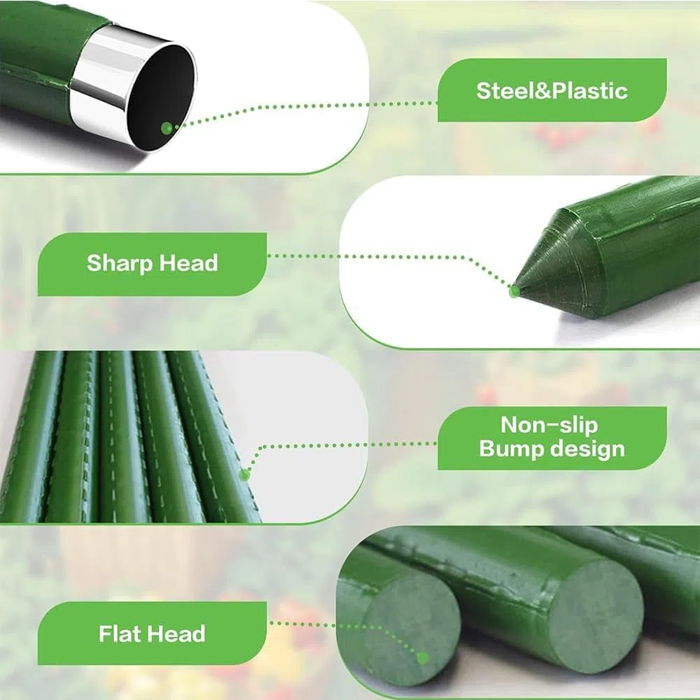 30x Soportes para plantas, ayuda para trepadoras, tubo de acero recubierto de plástico inoxidable de 40 cm Ø11 mm, con 20 conectores y 30 clips multifuncionales, soporte para plantas, para guisantes