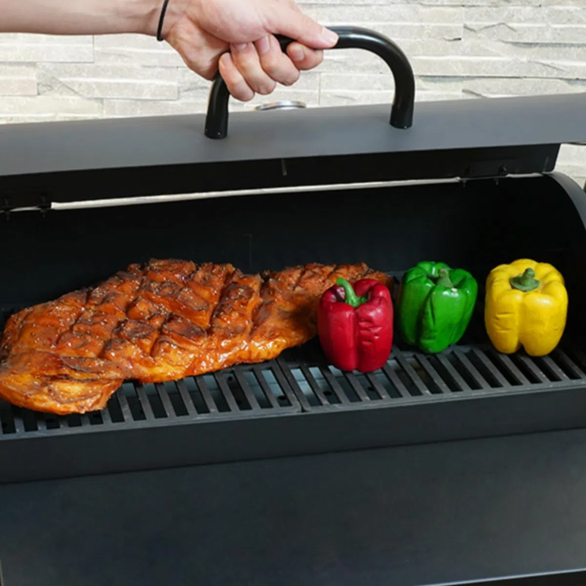 Sharplace Parrilla de Barbacoa para Exterior Barbacoa Exterior de Carbón Ahumador con Chimenea Cámara Doble Ruedas Estante de Trabajo y Rejilla Adecuada para Terraza Jardín Sociales