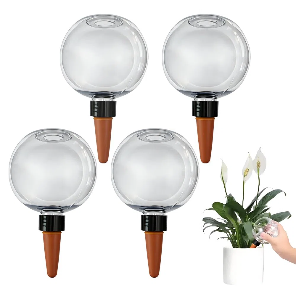Globos De Riego De Plantas 500ml, 4 Pieza Autorriego Globos Bolas De Riego, Cebollas De Riego Transparentes, Bola De Goteros De Riego para Plantas De Interior, Balcón Jardín, Autoriego