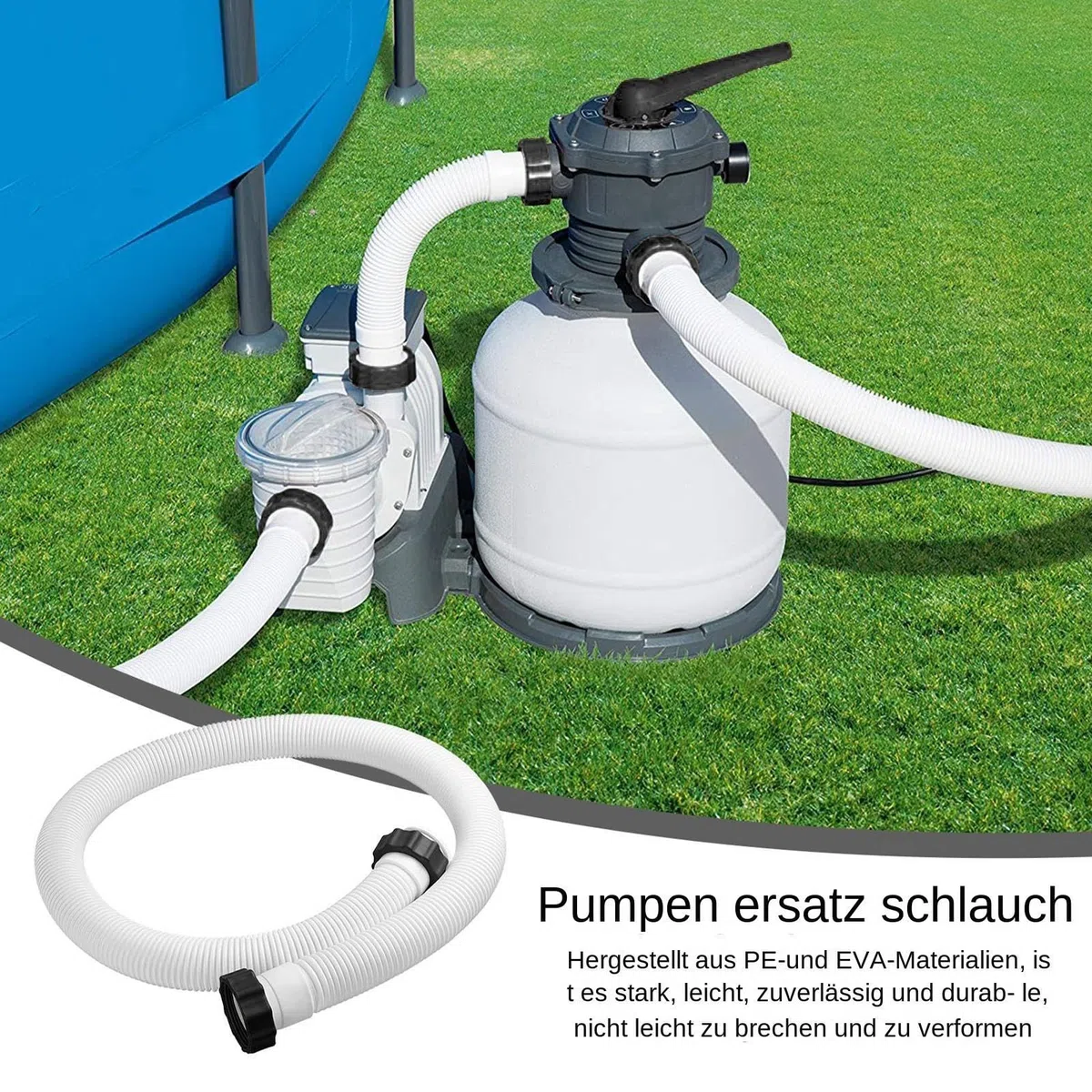 Generisch 2 mangueras de piscina de 38 mm, flexibles para piscinas, bombas de piscina, manguera de repuesto, 150 cm y 40 cm, accesorio para pantalones, accesorios de piscina, bomba para sistemas de