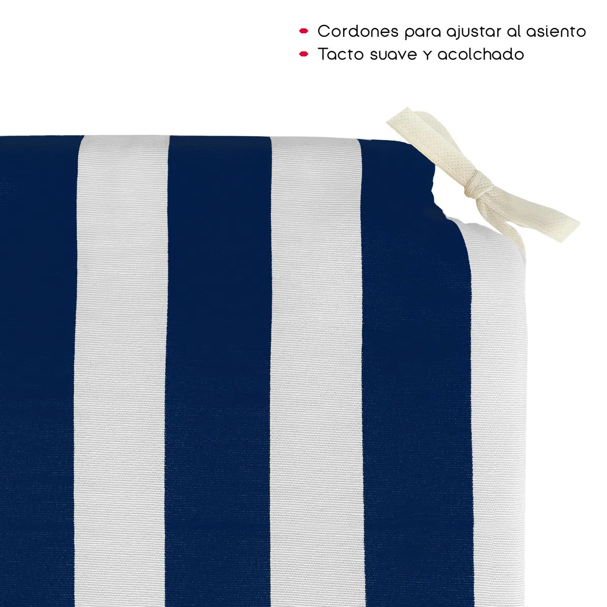 TIENDA EURASIA - Cojines para Sillas de Terraza | Pack de 4 Unidades | Estampado de Rayas | Medida 40 x 40 x 4 cm | Funda Lavable con Cremallera | 2 Cintas de Sujeción | Relleno de Espuma (Azul)