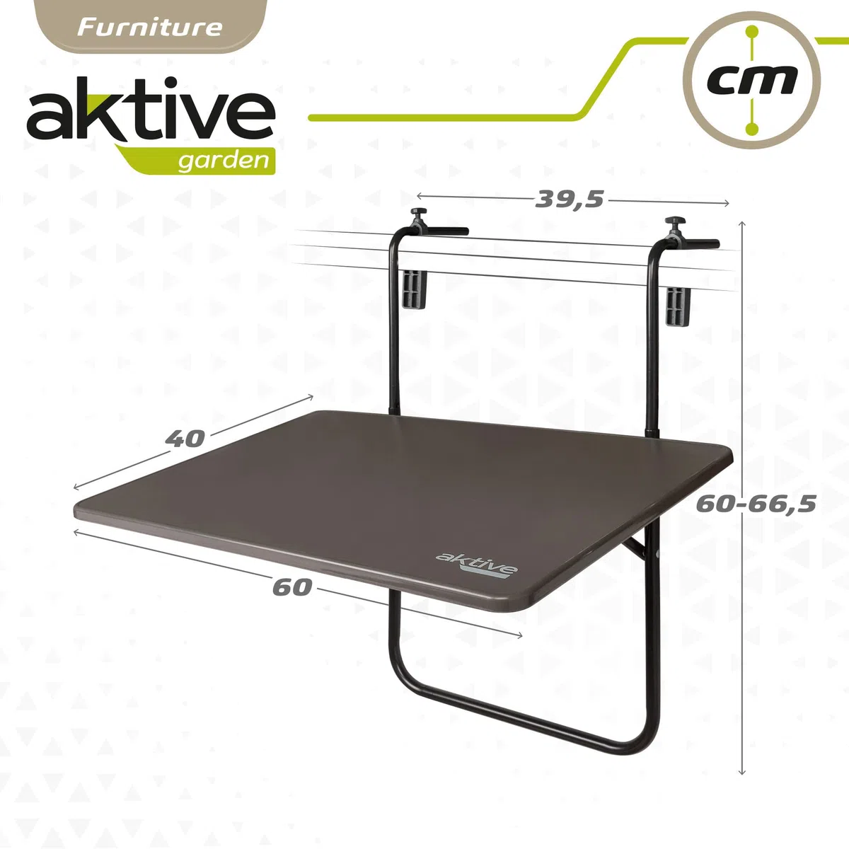 Mesa plegable balcón multiposición Aktive, Gris, 61034