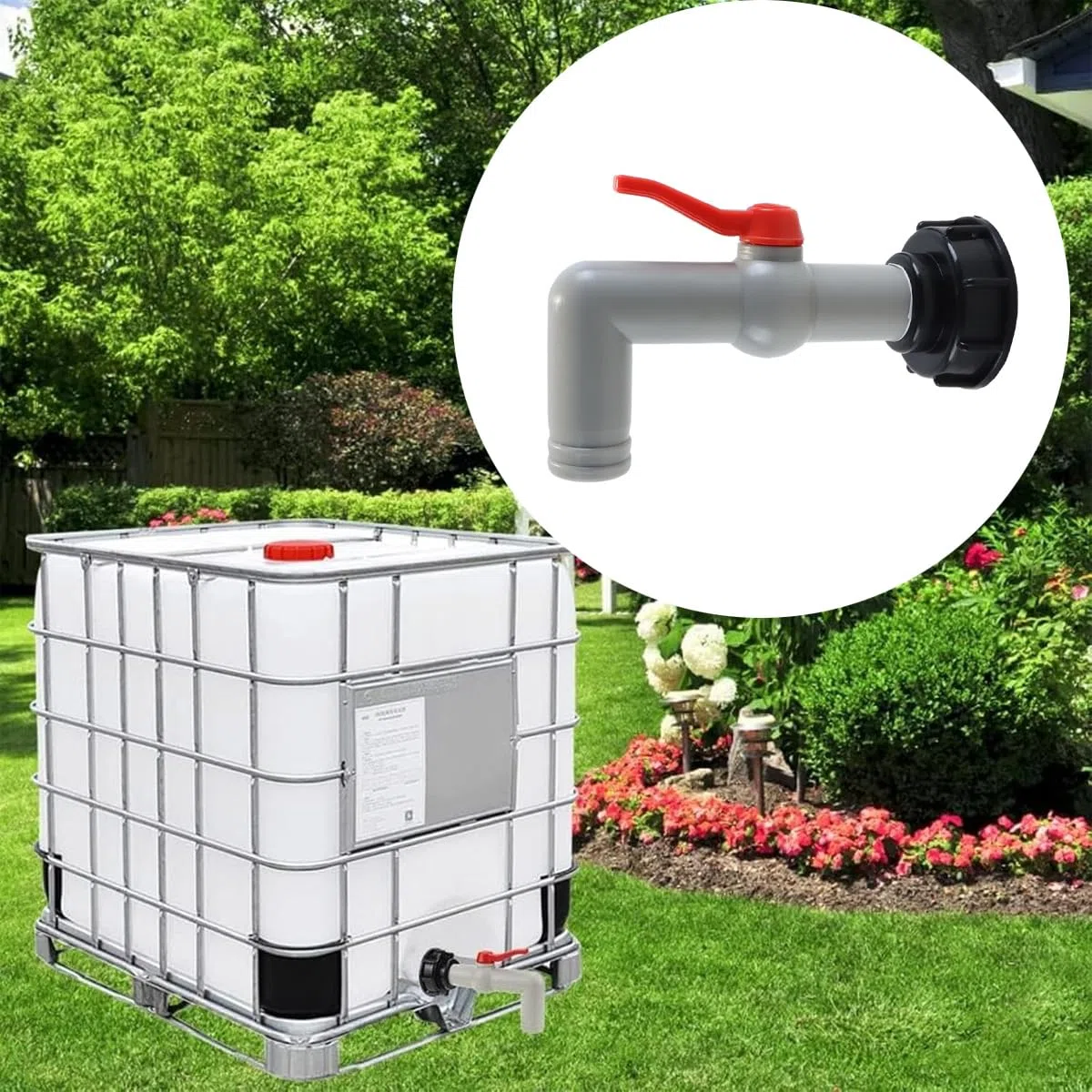 Ubric Paquete de 2 válvulas de Escape IBC Accesorios para Tanque de Agua, una Bola de ángulo Recto y una válvula de Bola Inclinada