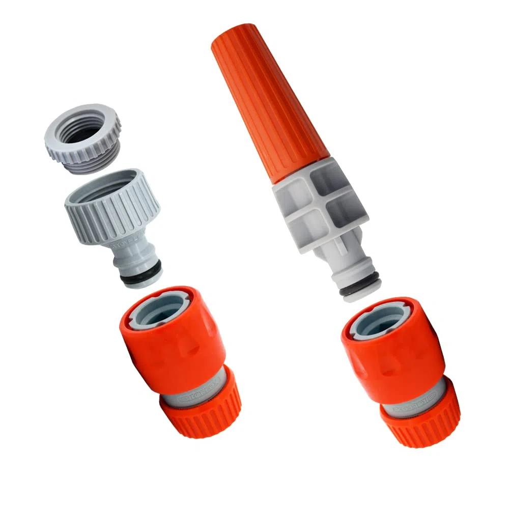 Siroflex 4550/AS Kit de Riego para Jardín con Lanza y Conectores Rápidos 1/2", Adaptador Grifo 3/4", Set Completo para Manguera, Made in Italy