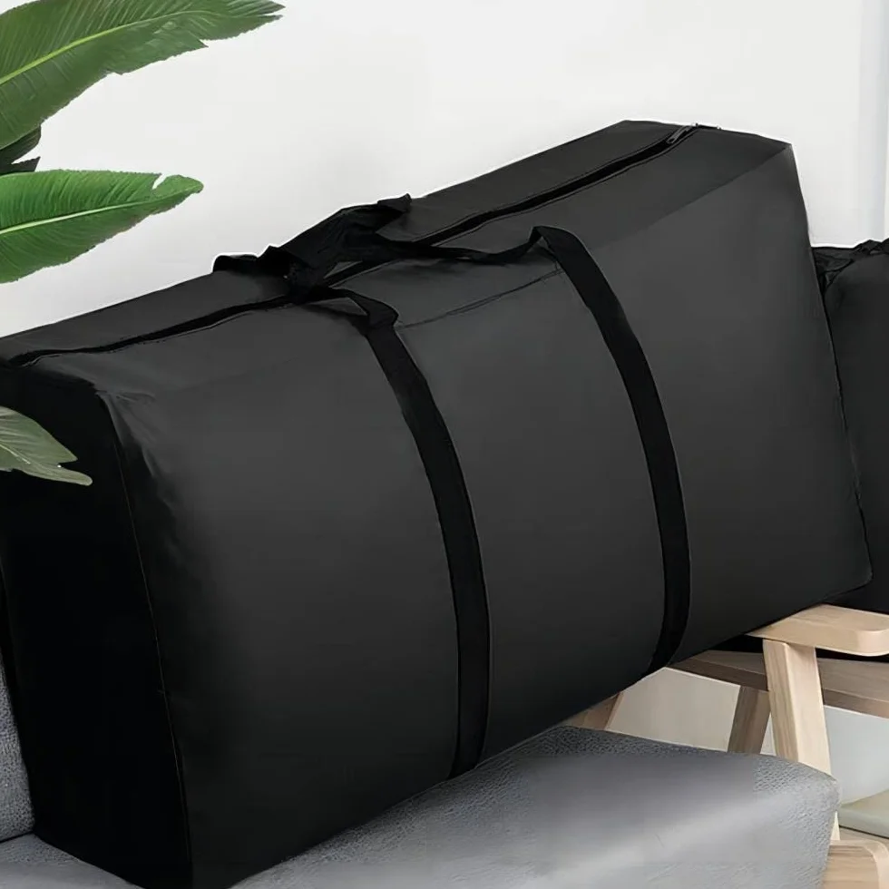 Bolsa de Almacenamiento Impermeable150L, 1 Piezas Bolsa de Almacenamiento para Cojines Jardín, Bolsa de Mudanzas Oxford Recubierta de Poliéster 420D(L100xW27xH56cm, Negro)