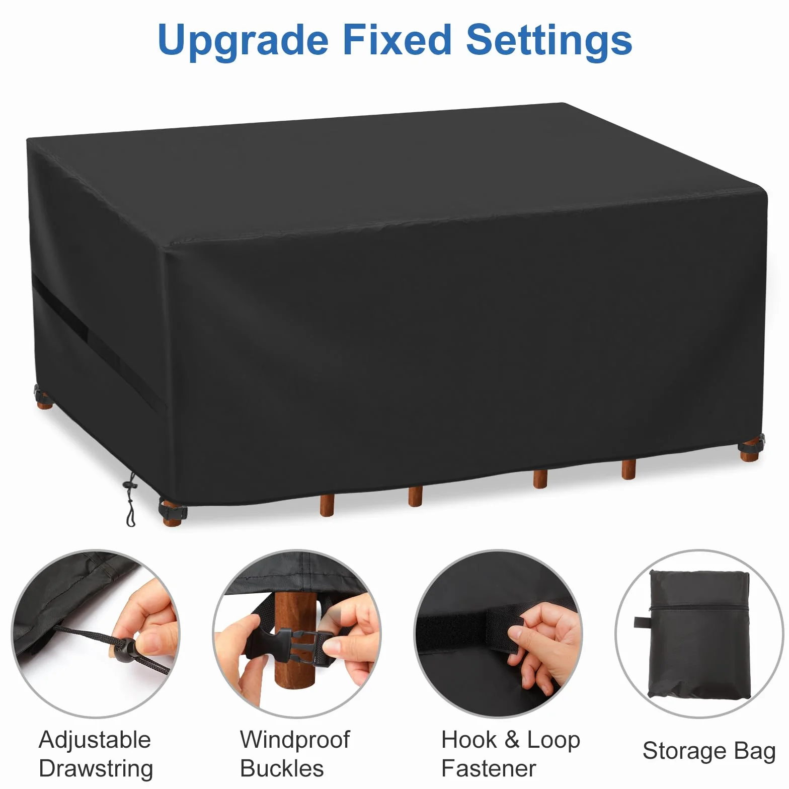 Funda para Muebles de Jardín , 242x162x100cm Funda Impermeable para Mesas y Sillas de Exterior, Resistente al Viento, Anti-UV, Tela Oxford