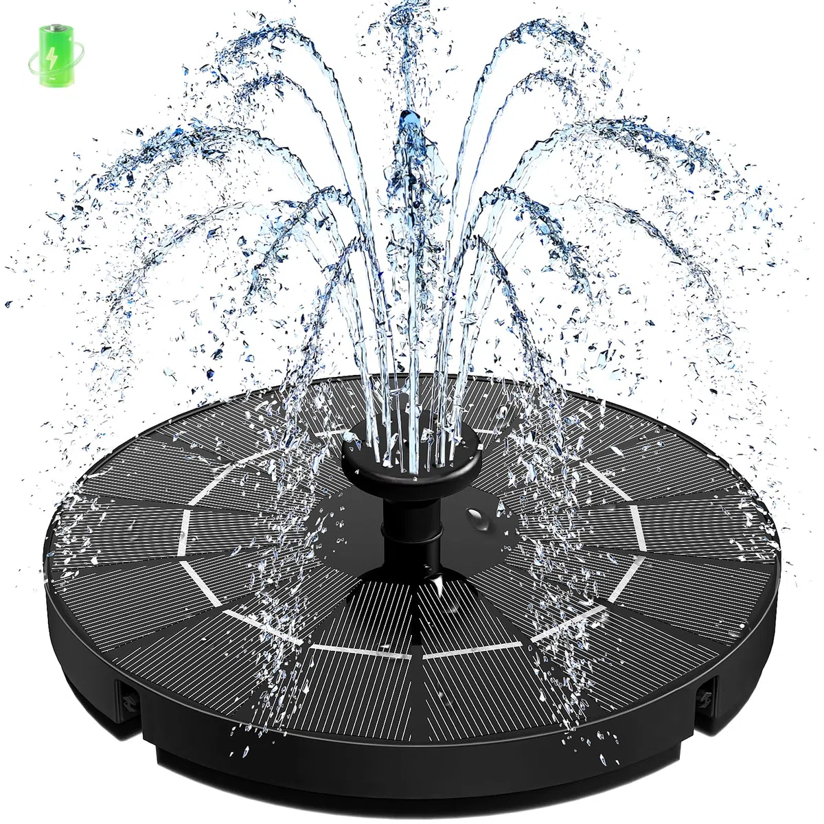 Fuente Solar, Yzert 3.5W Bomba Solar para Estanque Fuentes, 2000mAh Batería Funciona de Noche, 7 Boquillas & 4 Fijadores Solare Fuente para Baño de pájaros, Pecera, Decoración de Jardín